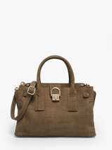 Satchel S Equestre Croco Leather Etrier Beige equestre croco EEQC142S-vue-porte